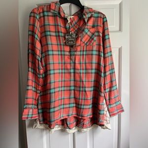 Matilda Jane Flannel mixed media top